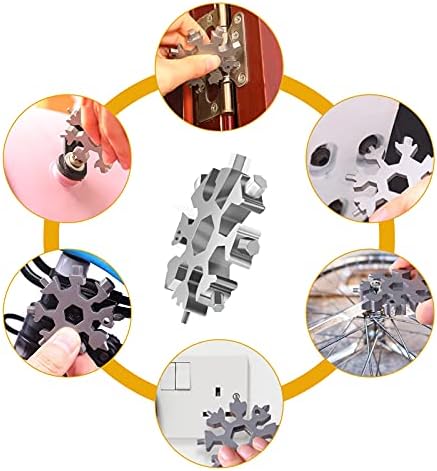 Snowflake multitool, 5 peças 18 em 1 Aço inoxidável padrão Multitool padrão, ferramenta de floco de neve com anel-chave, clipe