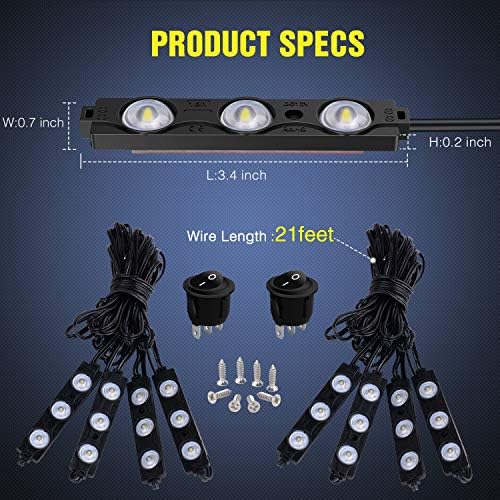 Nilight - TR -08 8pcs 24led Rock Light for Cargo Truck -up Campe