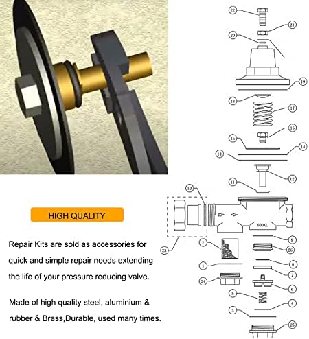 1 Modelo 600XL Kit completo de reparo compatível com Zurn RK1-600XL Substituição para 600 válvulas de redução de pressão da série