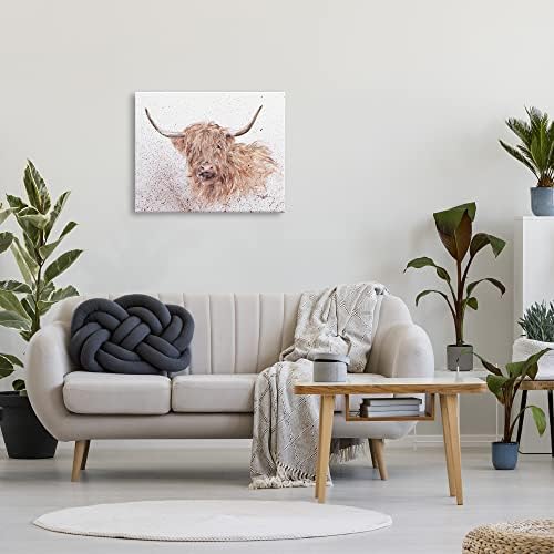 Stuell Industries Shaggy Farm Cattle Abstract Painting Longhorn Animal Retrato, projetado por Debi Coules Canvas Wall Art, 30 x 24,