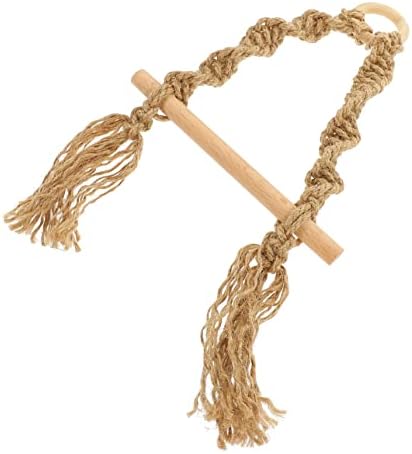 Titular do rolo de corda Zerodeko sem perfuração de saco de rede de madeira