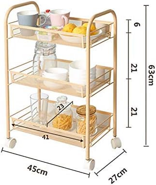 Carrinho de carrinho de salão de beleza com bandeja, quarto 3 níveis de piso sobre rodas/khaki/3 camada, pibm, chaque, 3 camada