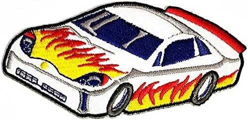 Kleenplus Sports Racing Racing Bordado Ferro Bordado em Sew On Patch Moda Artes Branco Chamas Fire Flames Cartoon Patches