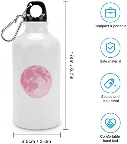 Garrafa de alumínio de lua rosa garrafas esportivas portáteis de água com carabiner e boné de torção