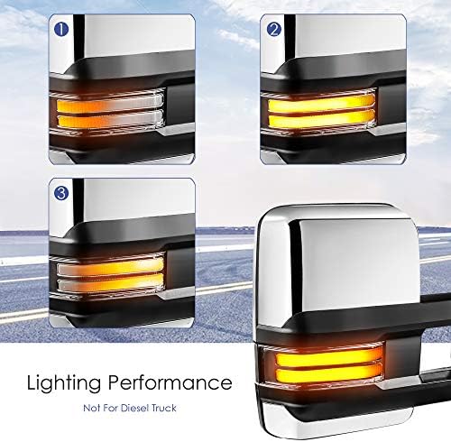Espelhos de reboque aquecidos da maioria das pessoas com energia compatível para Chevy Silverado GMC Serria 2014-2018 com luz sequencial,