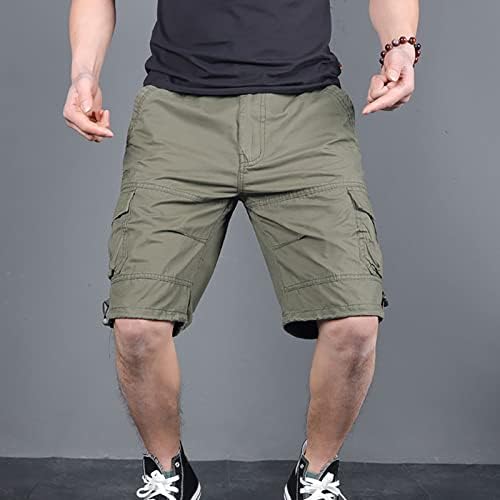 Shorts de carga masculinos, moda masculina de calças de cor de cor sólidas da cintura média