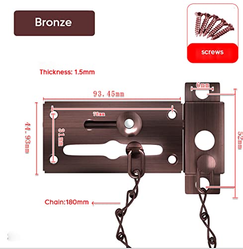 Home Double Security Door Lock, Effibuild Brill Frill Chain Guard com trava extra, trava de aço pesado para escritório, trava de