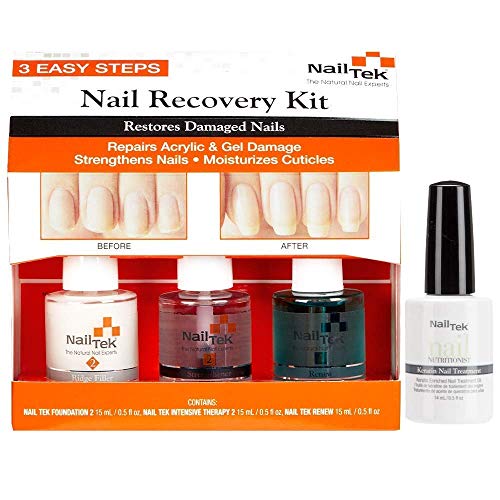 Kit de recuperação de unhas de unhas e nutricionista de unhas Keratin Traltle Bundle para unhas fracas e danificadas, 0,5 oz,