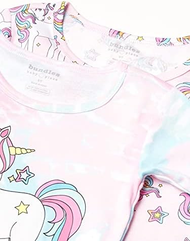 A casa infantil Baby e o Toddler Girls Unicorn Snug Fit Cotton Pijamas de 4 peças