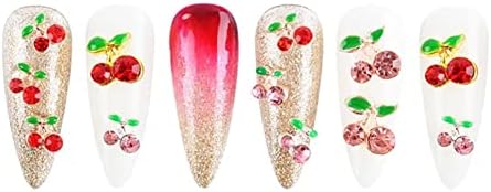 Uuyyeo 24 pcs 3d frutas unhas shinestones cereja encharms de unhas de cristal aloy aloy unhas gems jóias suprimentos de decoração de