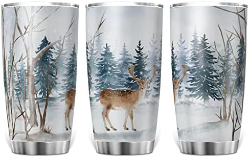 FeatMalnr Deer Hunting Tumbler com Flip tampa de aço inoxidável xícaras de café a vácuo caneca de viagem para bebida