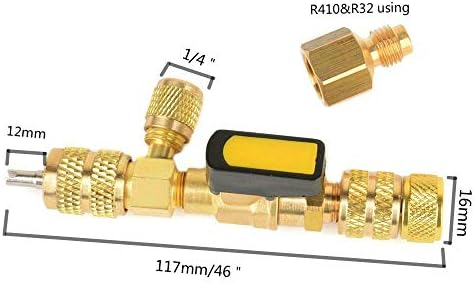 Goomeng R410A R22 Removedor de núcleo da válvula Partol 1/4 e 5/16 Tamanho duplo HVAC Core Remoção do núcleo Ferramenta