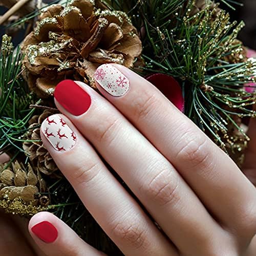 Praços de unhas de Natal para unhas curtas Decorações acessórios Moda adesiva unhas Manicure unhas natal