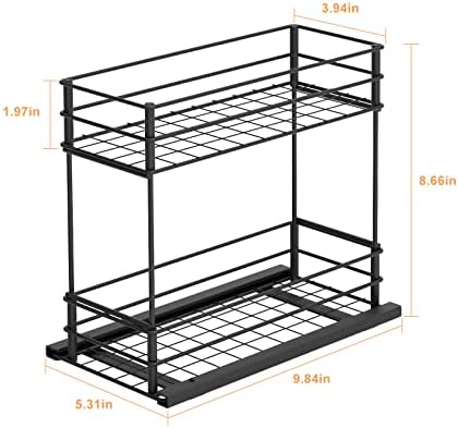 Pinpon puxe o organizador do rack de especiarias para armário, deslize para fora de duas camadas Organizador de cozinha de