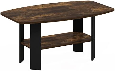 Furinno Jaya Large Center Stand Stand/TV Desk para até 55 polegadas, Amber Pine/Black & Simple Design Coffee Table, Amber