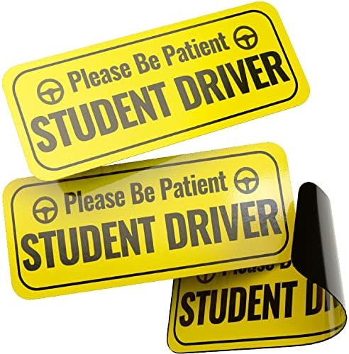 Adheisign Student Driver Magnet | Removável “Por favor, seja paciente” reflexivo novo adesivo de motorista para carro com