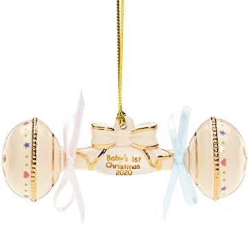 Lenox 2020 Primeiro ornamento de chocalho de Natal do bebê, 0,25 lb, marfim