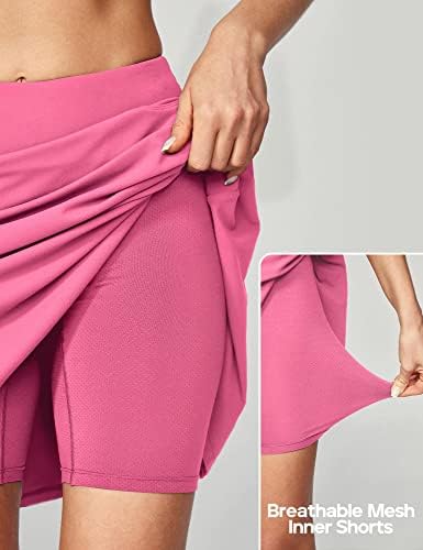 Saias de Skorts para mulheres com 3 bolsos de cintura alta de 20 ”saias de golfe para mulheres saia de tênis atlética