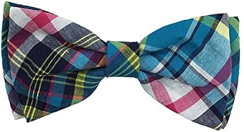 Huxley e Kent Bow Tie para animais de estimação | Madras azul | A fixação do colarinho de gravata borboleta de velcro | Diversão