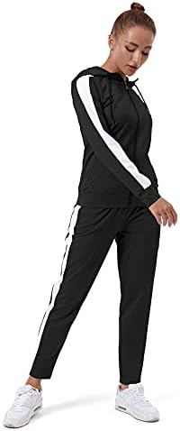 Tezo Mulher Full Zip Hoodie Tracksuit Set de manga longa Casual Rogging Suits Workout Gym 2 peças roupas com bolsos