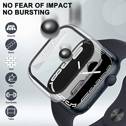 OrZero compatível para a série de protetor de tela Apple Watch Série 7 de 41 mm, Corpo completo PC + Vidro temperado