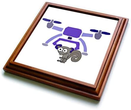 3drose engraçado drone fofo carregando desenho de sátira de esquilo voador - trivets