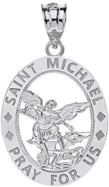 CaliroseJewelry 10K Saint Michael Michael orar por nós oval pingente de charme