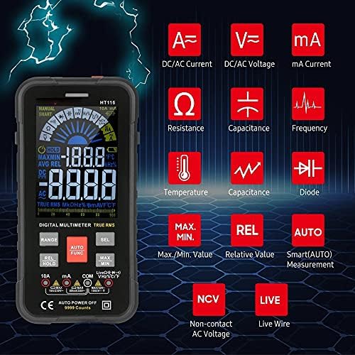 Feer HT116 750V Smart Intelligent Phone Digital Smart Multímetro Ohm Capacitância Hz AC DC NCV Avanço Multimetro Tester