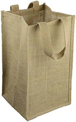 Jute Burlap 4 garrafas portador de vinho Reutiliza sacolas de vinho com divisórias