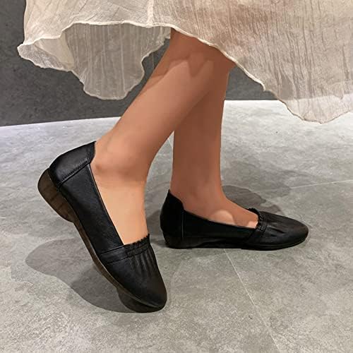 Sapatos femininos femininos de balé de balé casual feminino moda de cor sólida dobra dobras rasas de sola macia sola