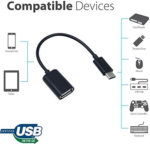 Adaptador OTG USB-C 3.0 Compatível com o seu cancelamento de ruído ativo livre de tom LG FN7 para funções de uso rápido,