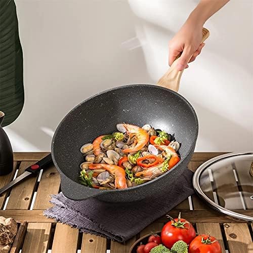 Czdyuf Medical Stone Non-Stick Pan de 32 cm de alumínio wok grande panela grande utensílios domésticos de cozinha