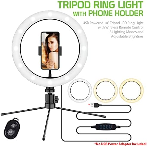 Bright selfie anel Tri-Color Light Compatível com seu Sony D5306 10 polegadas com remoto para transmissão ao vivo/maquiagem/youtube/tiktok/vídeo/filmagem