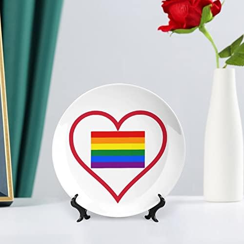 Eu amo bandeira arco -íris gay lgbt orgulho de cerâmica placas decorativas com ornamentos de china de pé de stand Placas de
