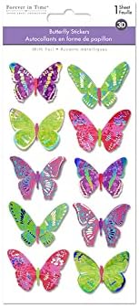 Adesivos de borboletas em papel alumínio 3D rosa, roxo e verde - enfeites pop -up brilhante decorativo para artesanato, scrapbooking