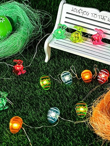 2 peças Luzes de decoração de Páscoa Luzes de cordas LED operadas por bateria 7,2 pés 20 Led Bunny Light Rabbit Decor 6,6 pés 20