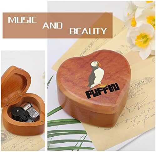 Puffin Bird Vintage Wooden Clockwork Box Musical Box em forma de música Caixa de música Presentes para amigos da família Lover