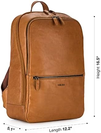 VELEZ Mochila de couro de grão completo com compartimento de laptop 14 polegadas - mochila unissex slim para faculdade, trabalho