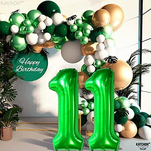 Katchon, Balão de Número 11 Dark Green 11 - 40 polegadas | Número de balão verde 11, decorações de 11º aniversário para