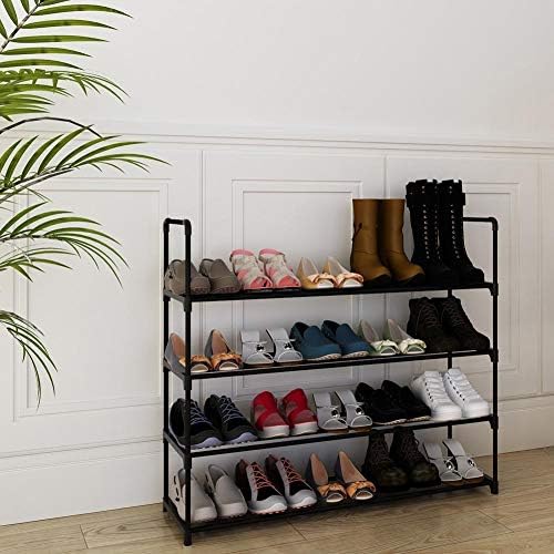 TJLSS 4 camadas sapatos de metal rack home montam moderno rolamento forte prateleira de armazenamento