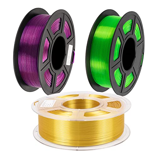 IEMAI Silk Pla Filamento Gold+ PETG filamento transparente verde fluorescente/púrpura de uva, 3 pacotes 3kg