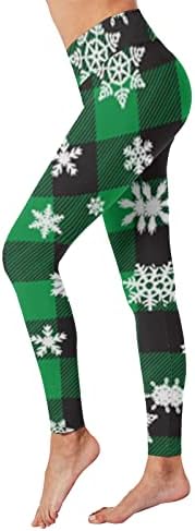 Leggings de cintura alta de Natal para mulheres, treino de inverno Papai Noel Tummy Control Control Yoga calça de férias