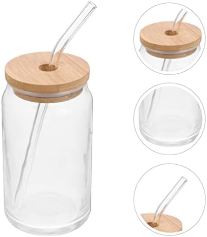 Luxshiny 2 conjuntos xícaras de vidro 12 onças jarra de pedreiro bebendo copos com tampas de bambu e canudos