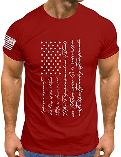 Miashui Slim Fit Shirts for Men Men Independence Day Flag Print Spring/verão lazer esportes de manga longa de manga longa