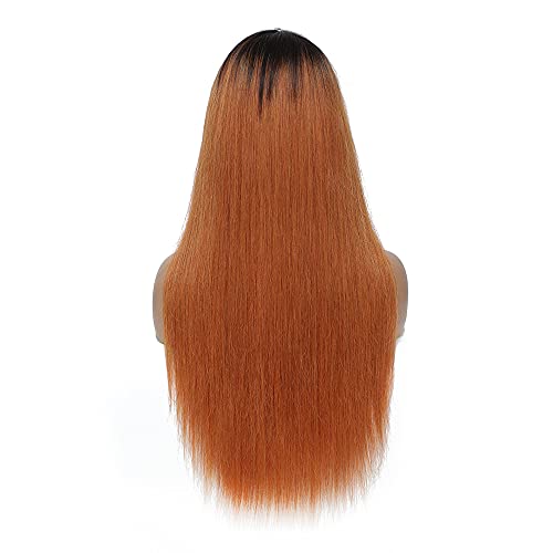 X-Tress Ginger Wigs com Bangs Hai Hai Guleless Machine fez Wigs ombre peruca 2 raízes escuras 130% Densidade Nenhuma