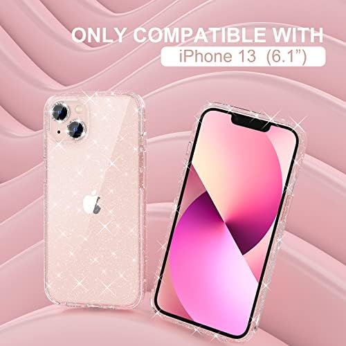 Choiche Compatível com o iPhone 13 Case, Women Glitter Bling Sparkly Case Bumper, [2 x Diamond Camera Lens Protectors] [Tampa