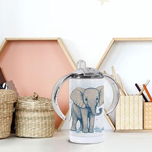 Copo com canudinho de elefante - xícara de canudinho de bebê exclusivo - copo com canudinho de arte