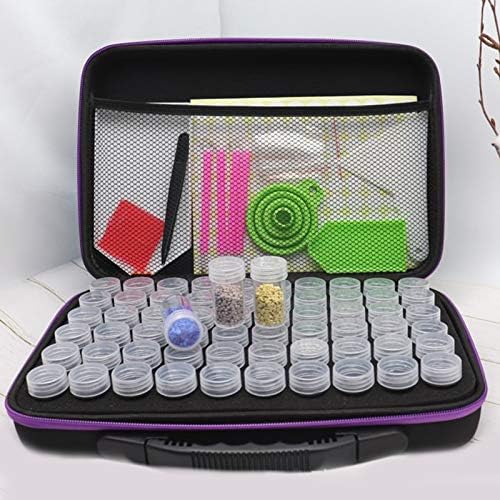 Kit de bolsa de armazenamento, pinturas de diamante DIY, 60 caixas de armazenamento portátil à prova de poeira 5D Diamond