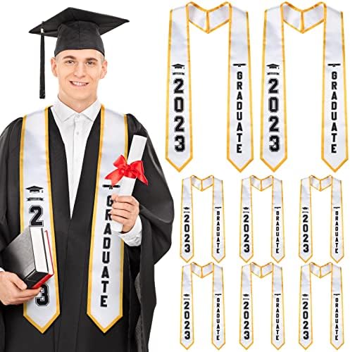 6 PCS Graduação roubou faixa unissex adulta clássico honra roubado ângulo de ponta com graduação impressa de graduação em 2023 para