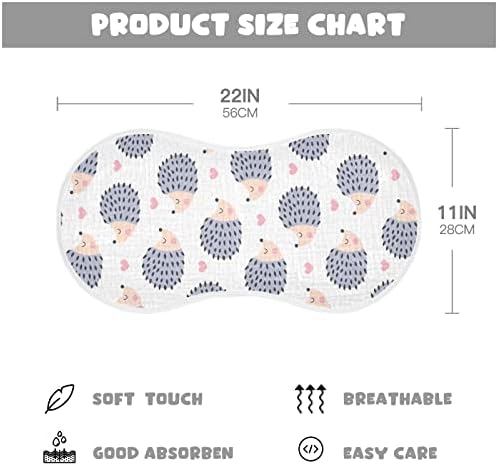 Yyzzh Hedgehog Pink Heart Polka Dot Muslin Burp panos para bebê 2 pacote algodão babador